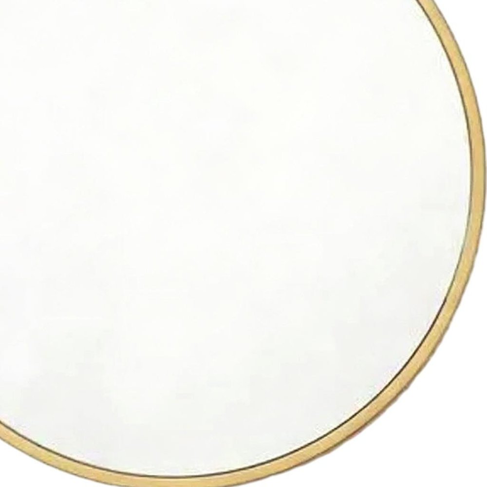 24" Gold Aluminum Round Framed Accent Mirror