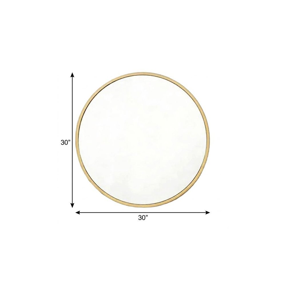 30" Gold Aluminum Round Framed Accent Mirror
