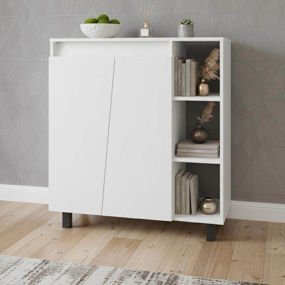 32" White Wood Sideboard With Two Doors