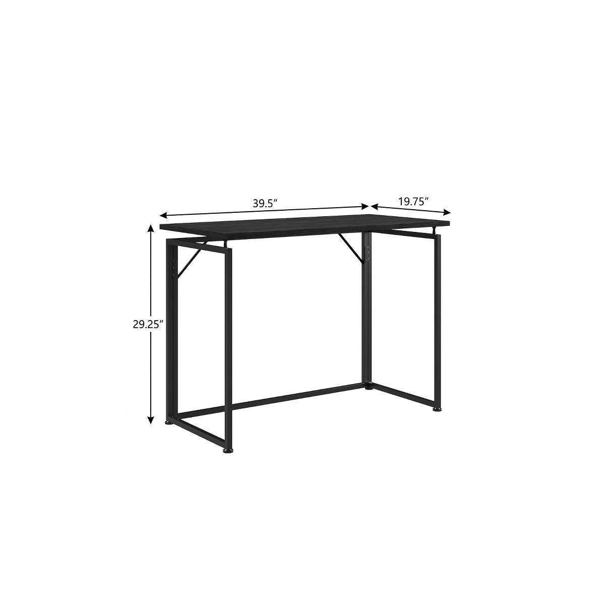 40" Black Wood and Steel Folding Sled Computer Desk