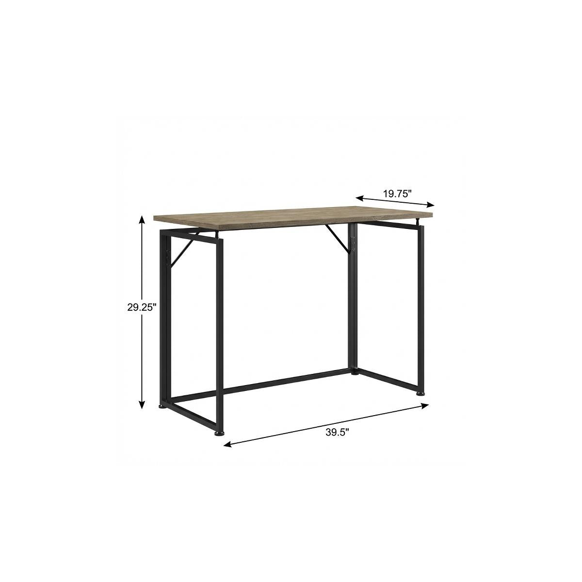 40" Gray and Black Wood and Steel Folding Computer Desk