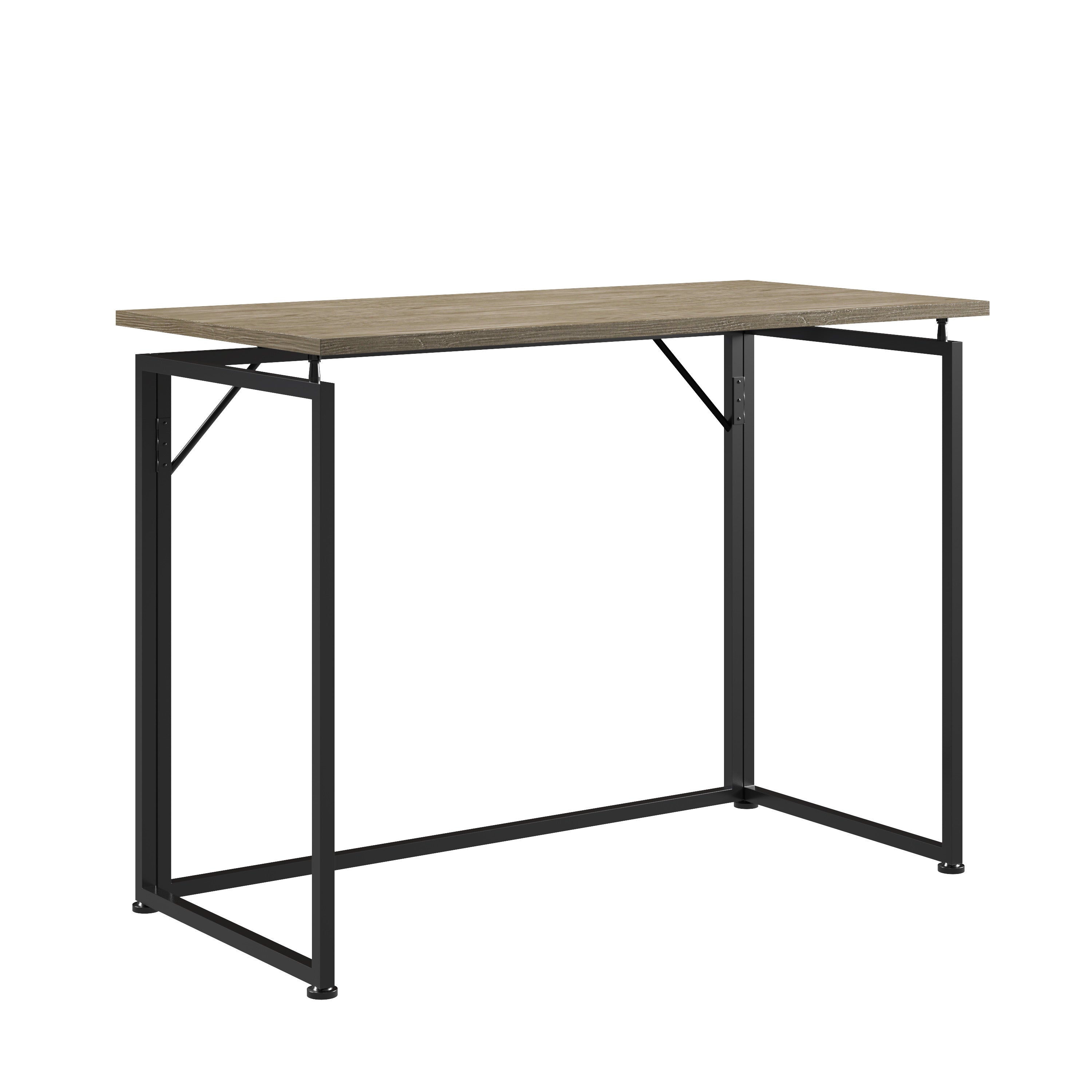 40" Gray and Black Wood and Steel Folding Computer Desk
