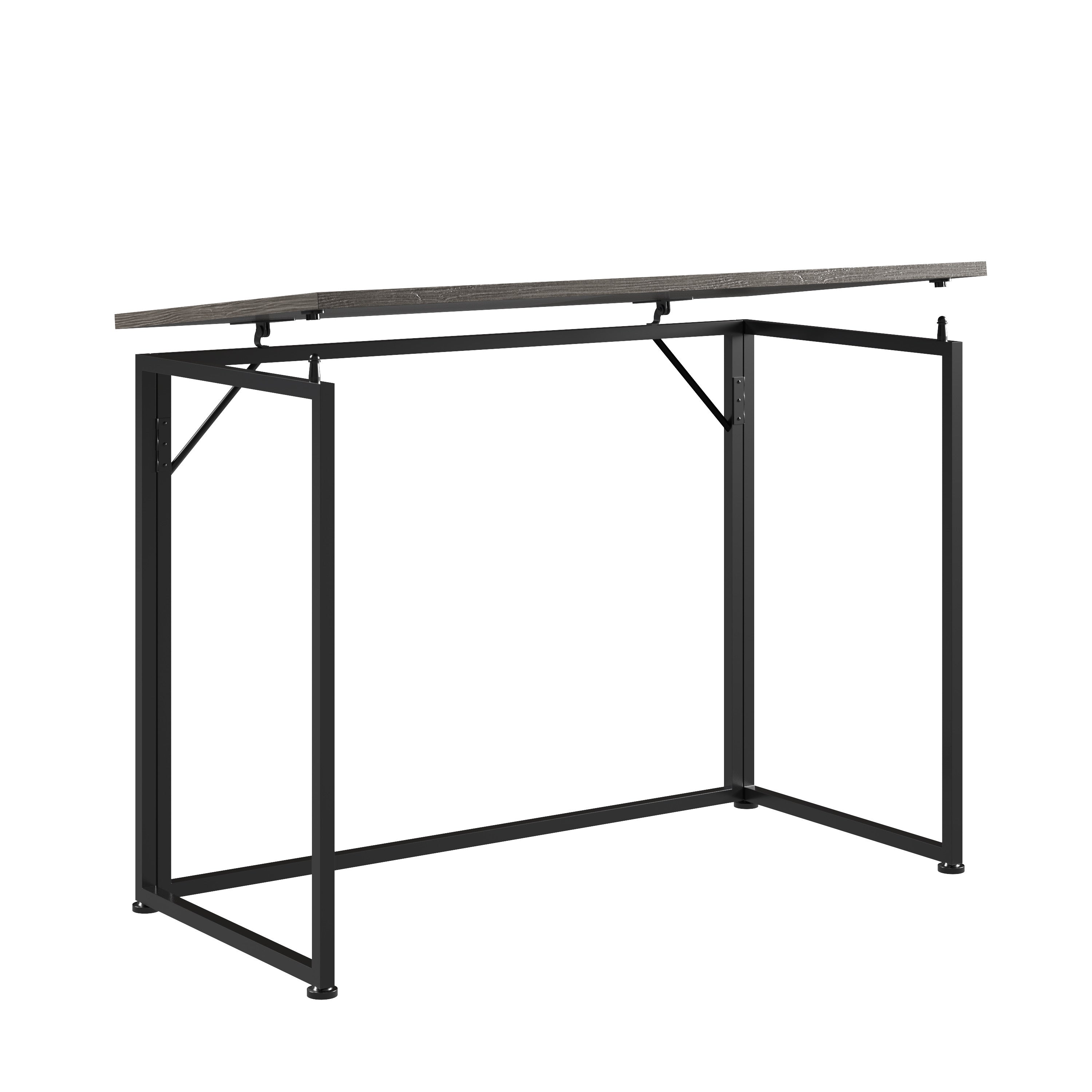 40" Gray and Black Wood and Steel Folding Computer Desk