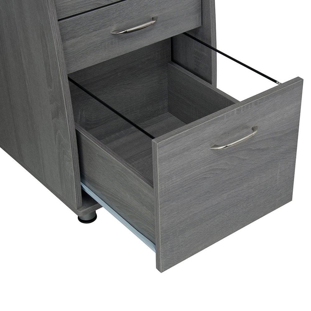 48" Gray Wood Pedestal Computer Desk With Three Drawers