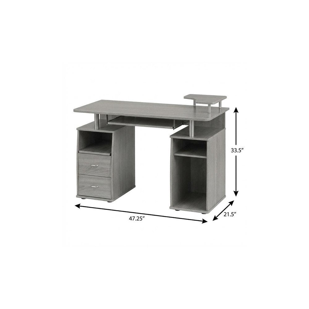 47" Espresso Wood Pedestal Computer Desk With Two Drawers