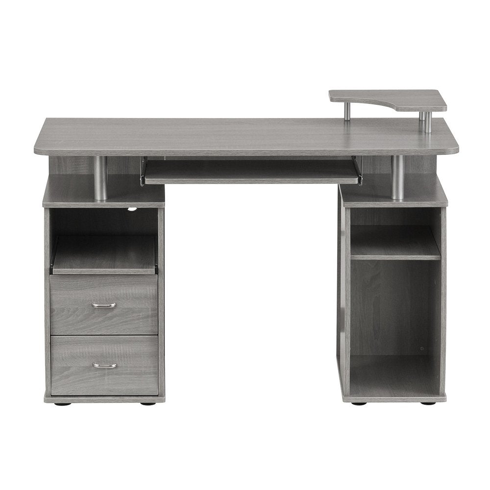 47" Espresso Wood Pedestal Computer Desk With Two Drawers