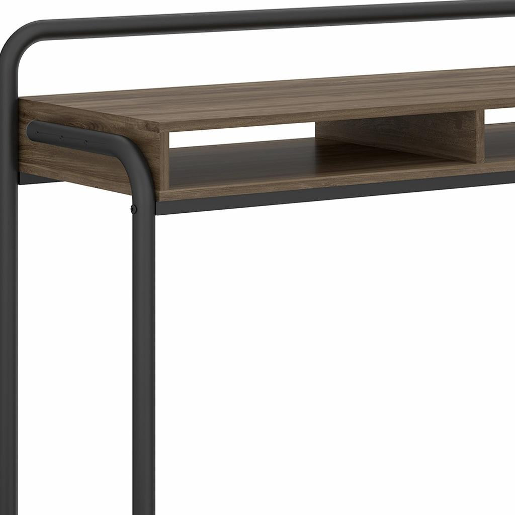 46" Walnut and Black Wood and Steel Writing Desk
