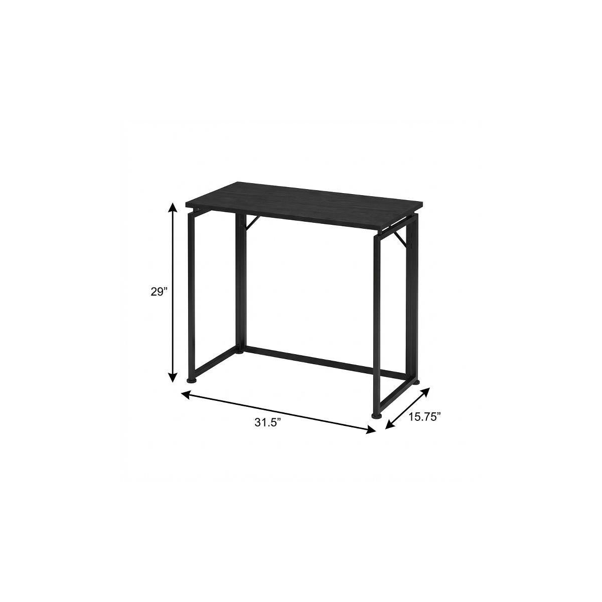 32" Black Wood and Steel Folding Writing Desk