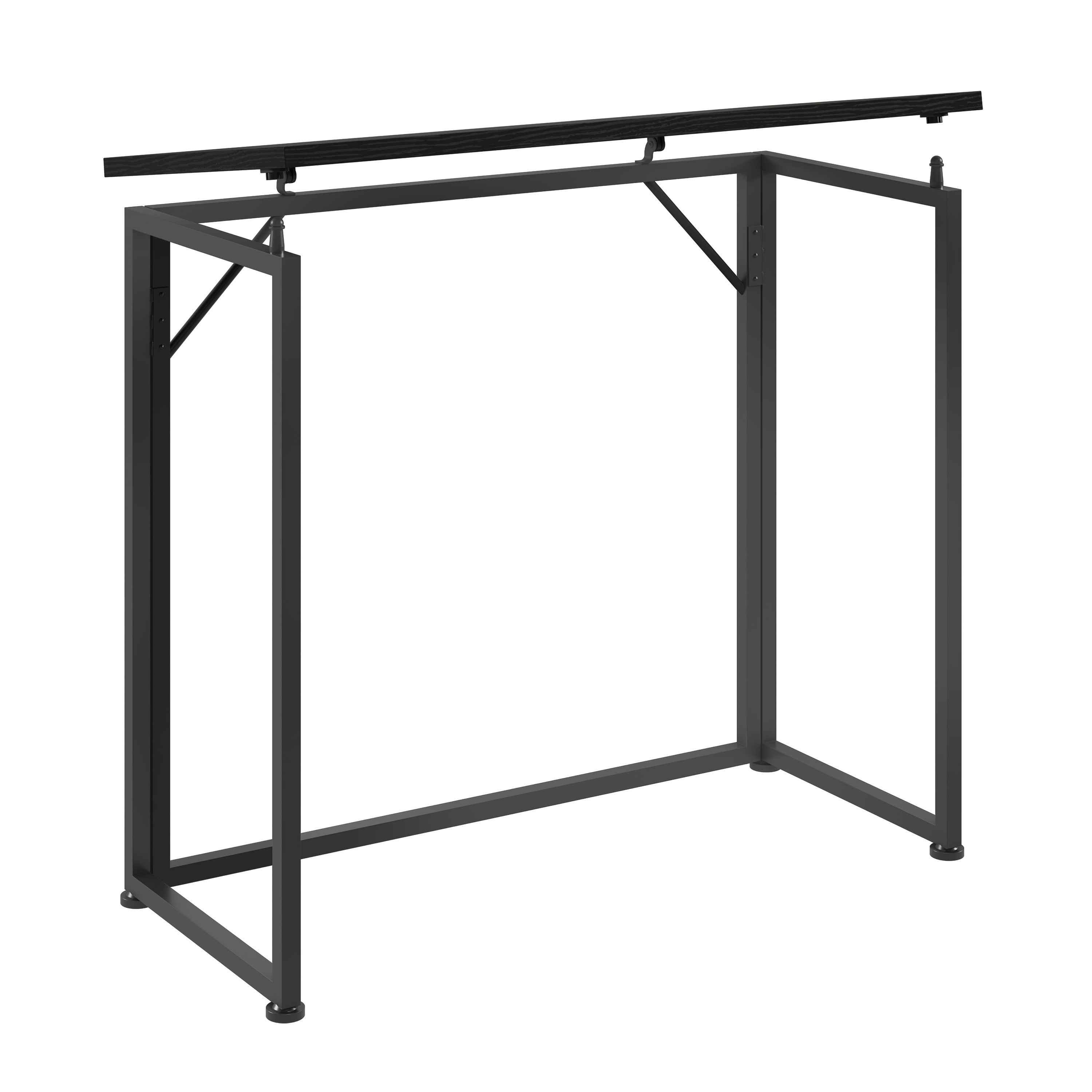 32" Black Wood and Steel Folding Writing Desk