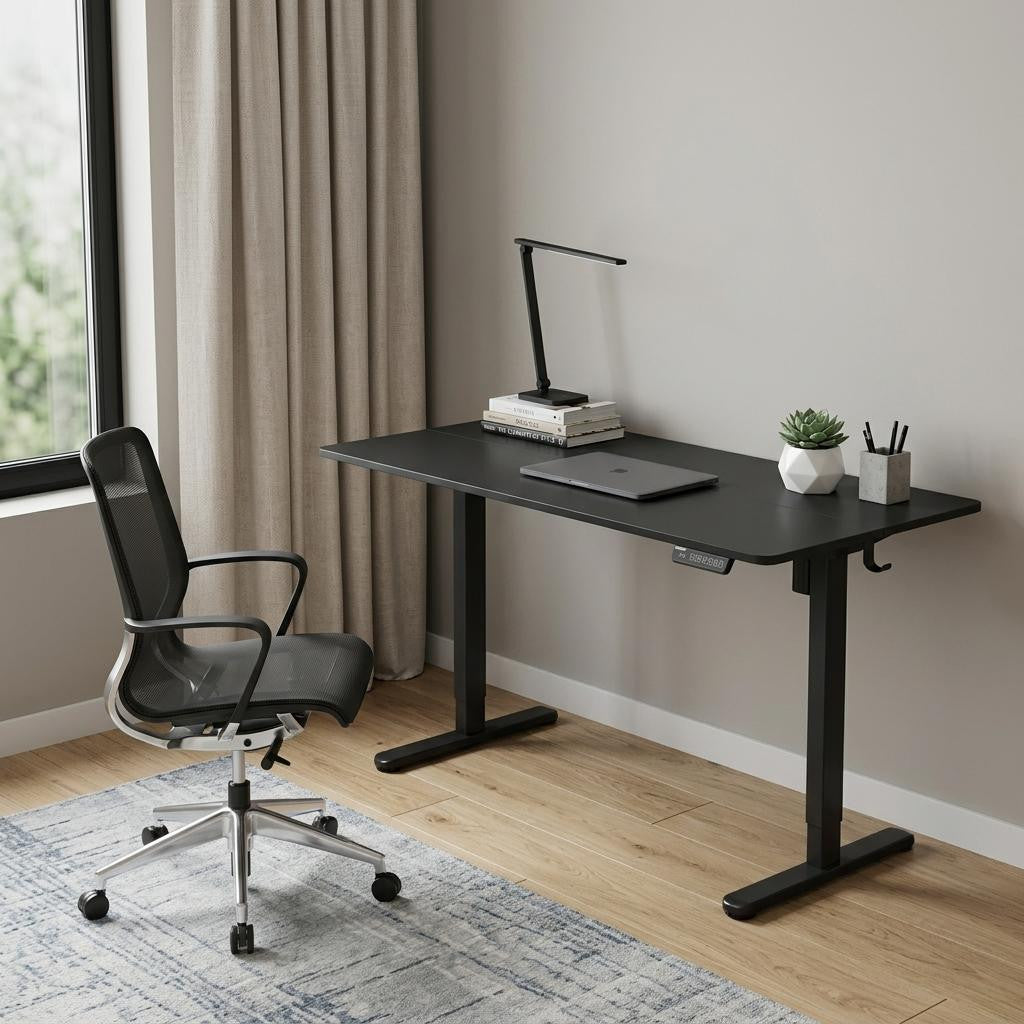 Adjustable Black Wood and Steel Standing Desk