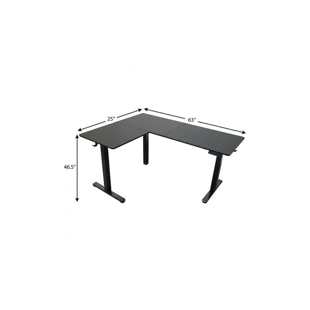 Adjustable Black Wood and Steel L Shape T-Shape Standing Desk