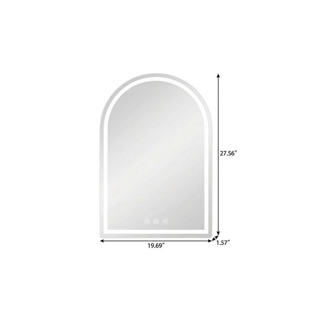 28" Arch Lighted Frameless Bathroom Vanity Mirror