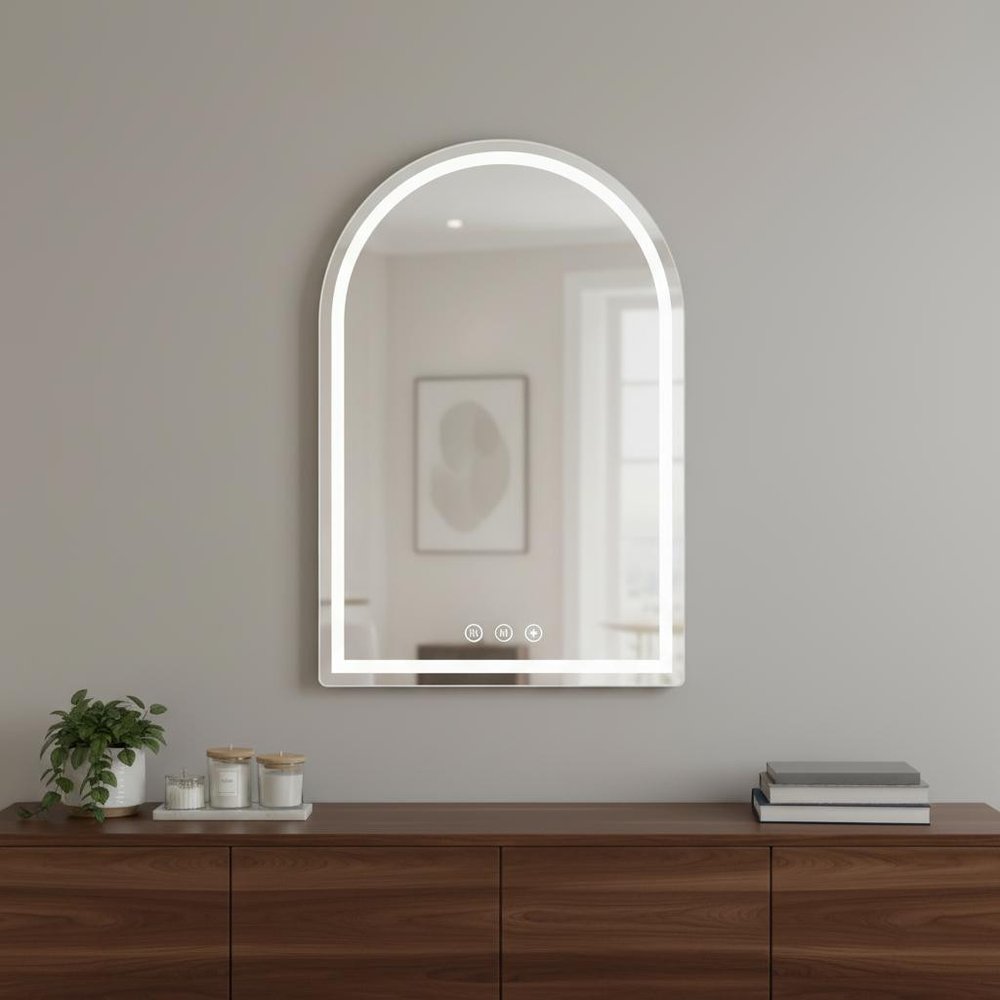 28" Arch Lighted Frameless Bathroom Vanity Mirror