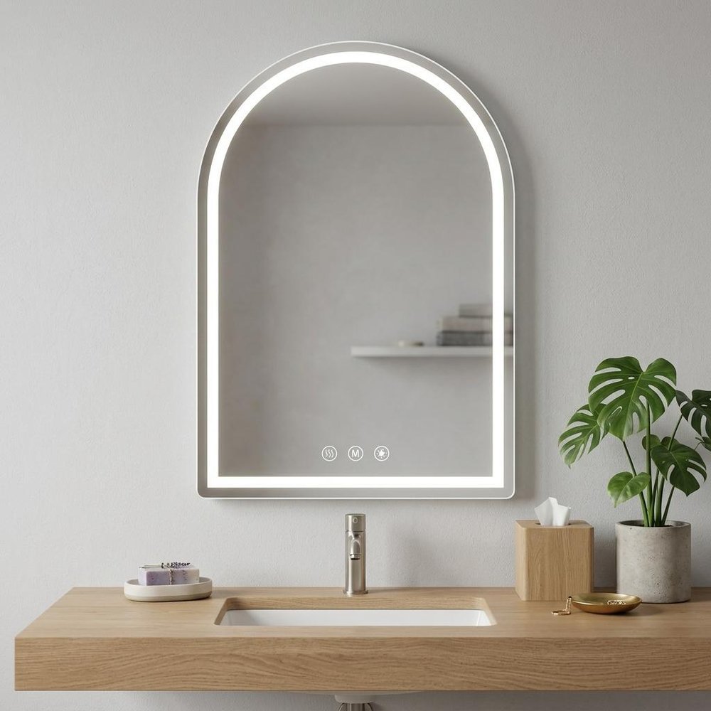 32" Arch Lighted Frameless Bathroom Vanity Mirror