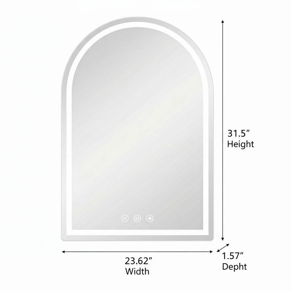 32" Arch Lighted Frameless Bathroom Vanity Mirror