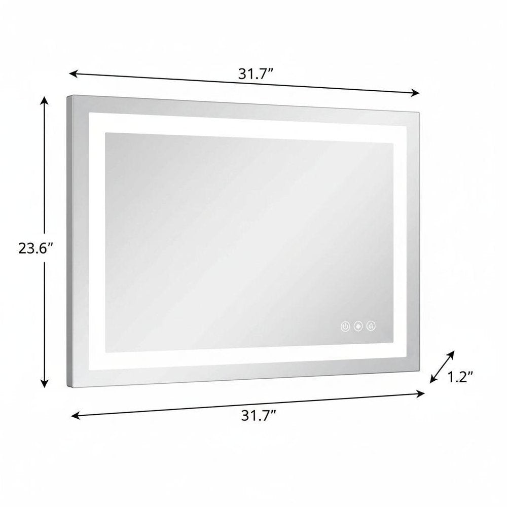 24" Lighted Frameless Anti Fog Bathroom Vanity Mirror