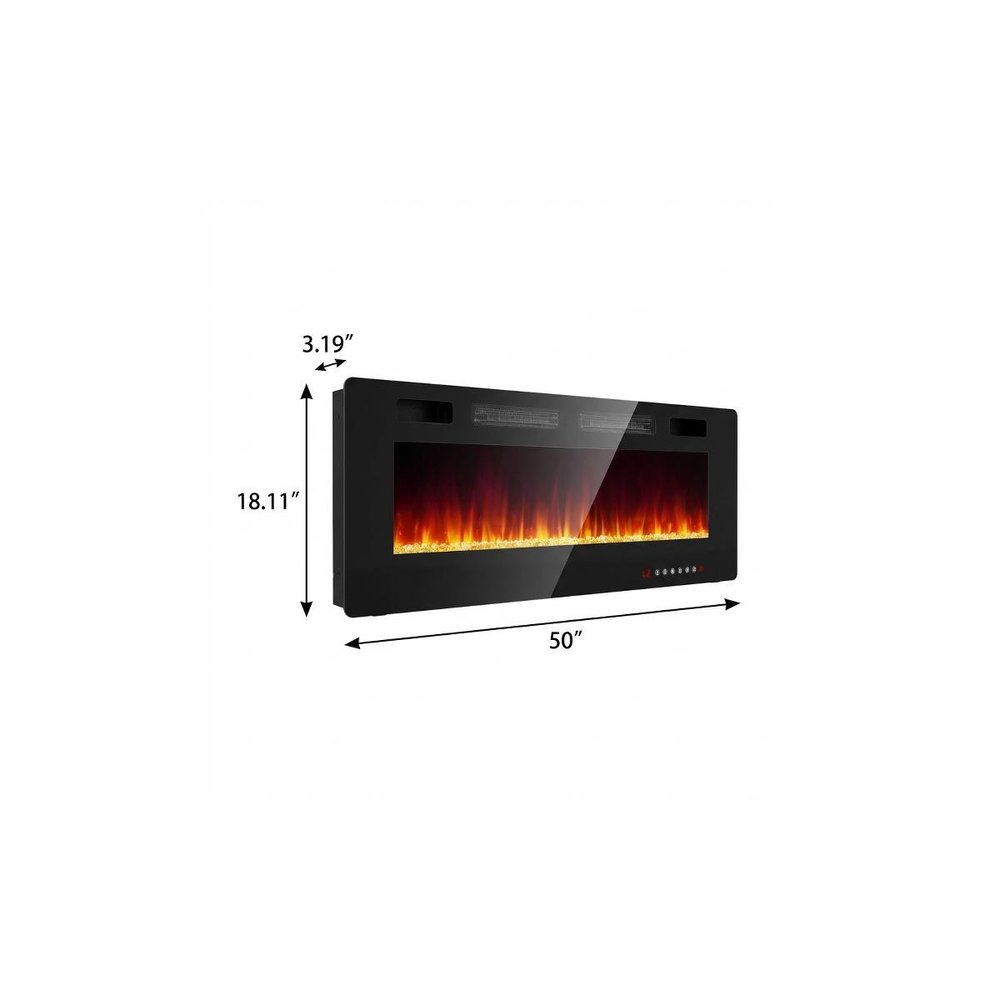 50" Black Metal Electric Fireplace