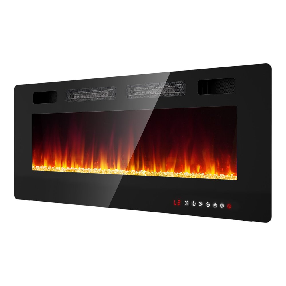 60" Black Metal Electric Fireplace