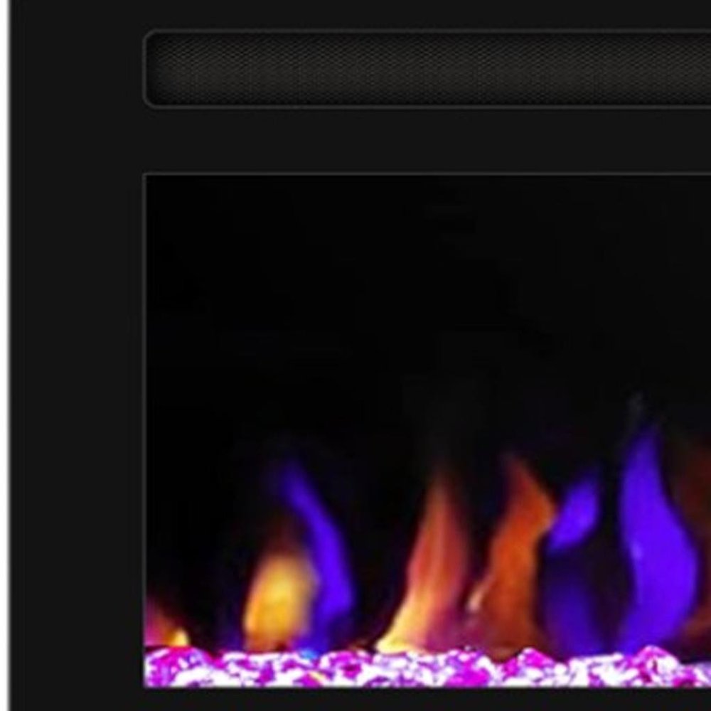 72" Black Faux Crystals Metal Electric Fireplace