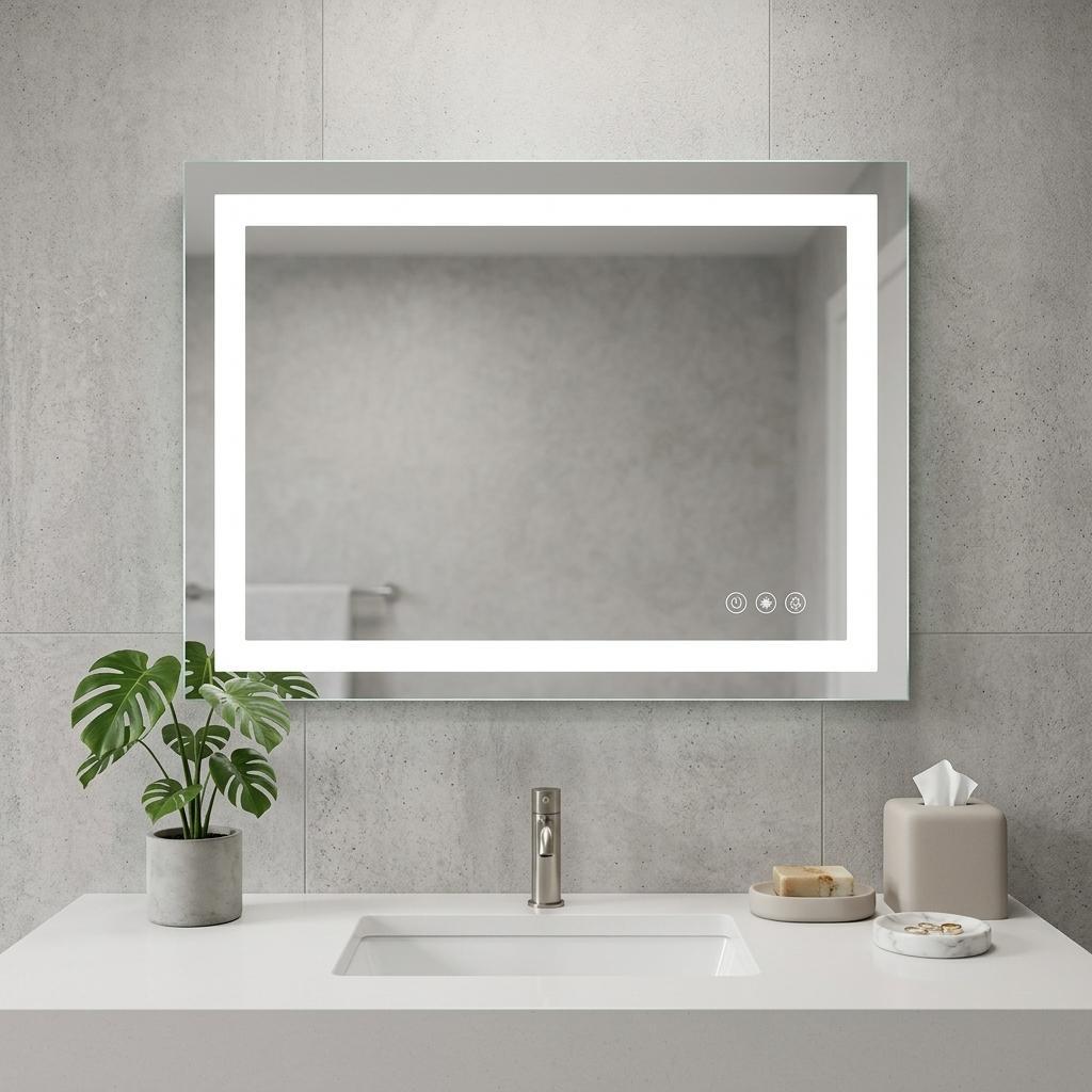 31" Lighted Frameless Anti Fog Bathroom Vanity Mirror