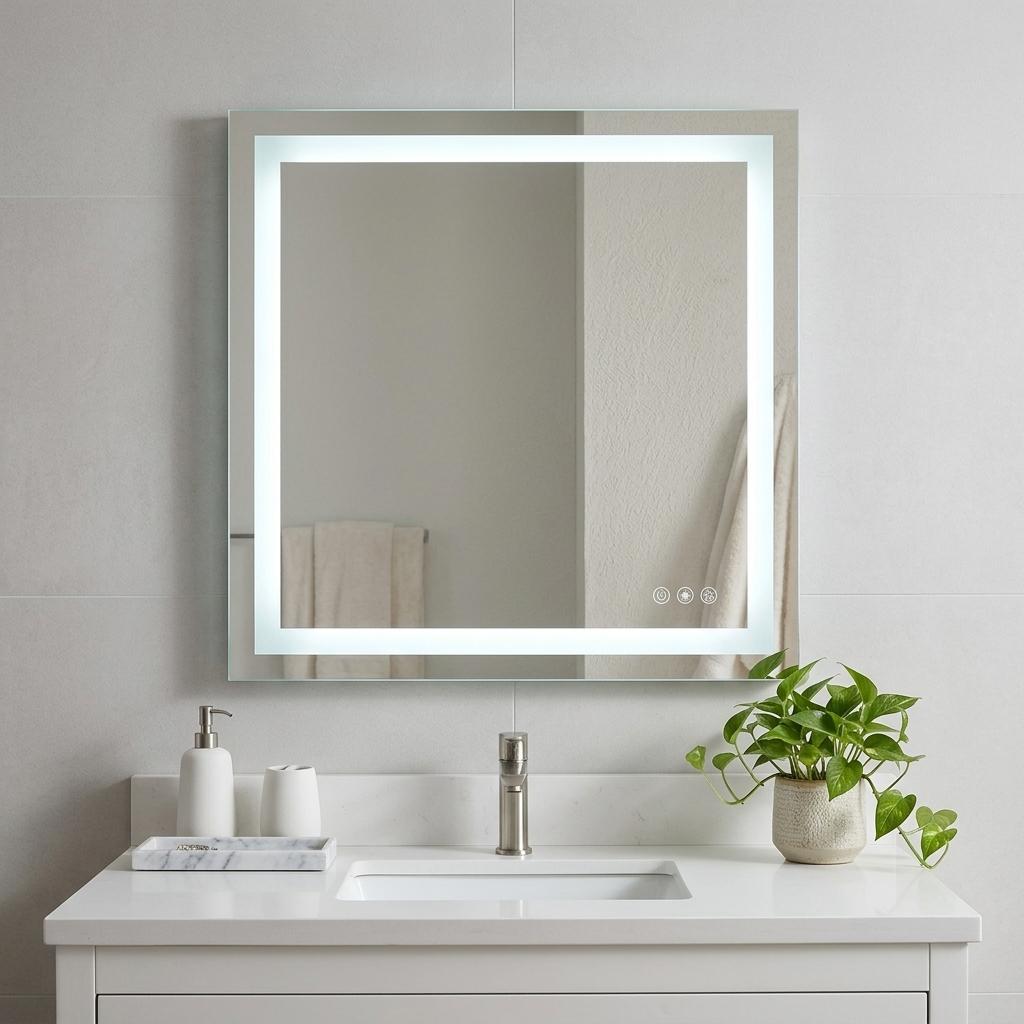 35" Lighted Frameless Bathroom Vanity Mirror