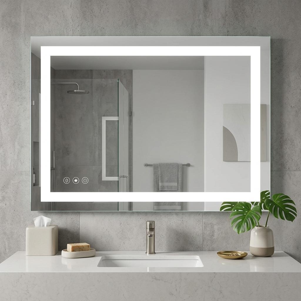 35" Lighted Frameless Bathroom Vanity Mirror