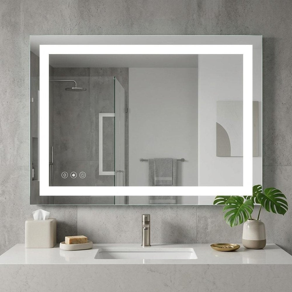 35" Lighted Frameless Bathroom Vanity Mirror