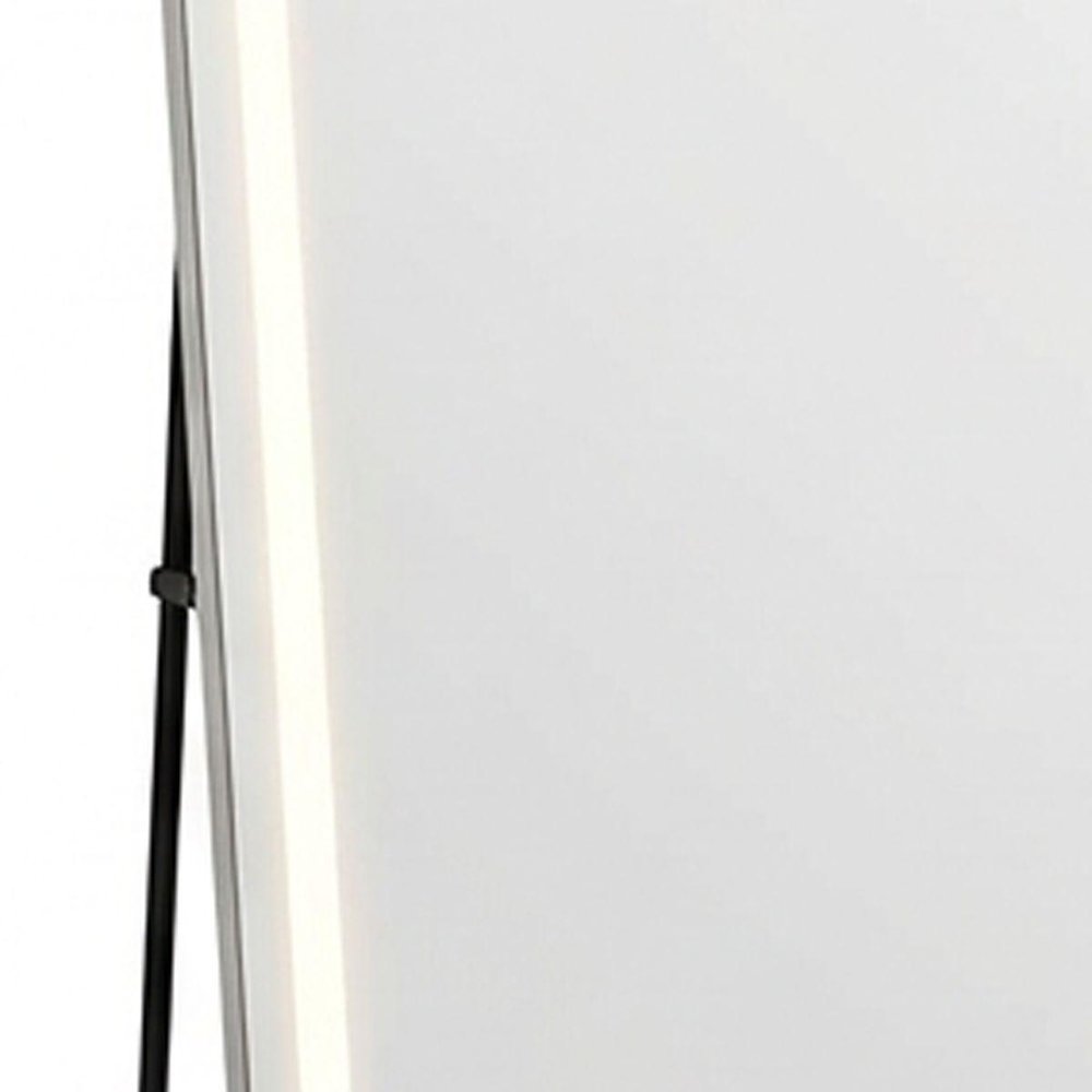 60" Silver Lighted Freestanding And Wall Mounted Framed Full Length Mirror
