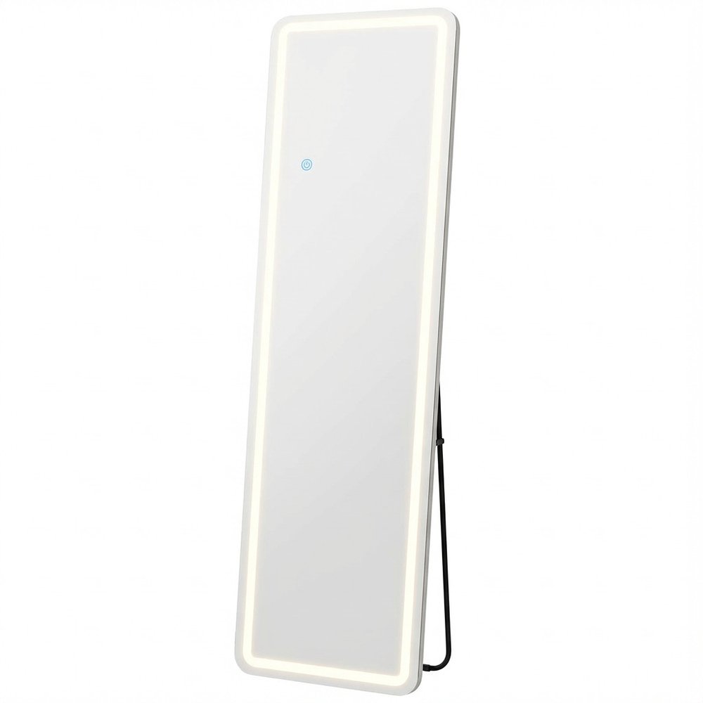 60" Silver Lighted Freestanding And Wall Mounted Framed Full Length Mirror