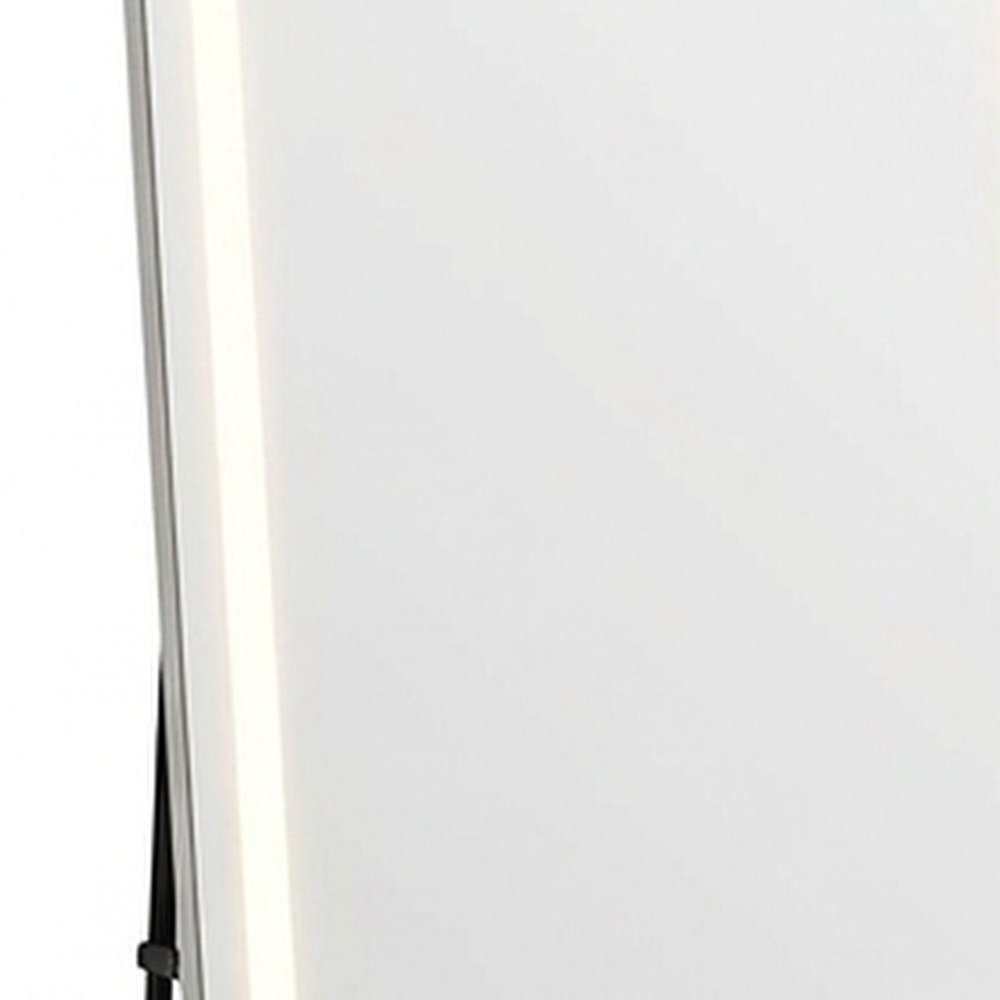 64" Silver Lighted Wall Mounted And Freestanding Framed Full Length Mirror