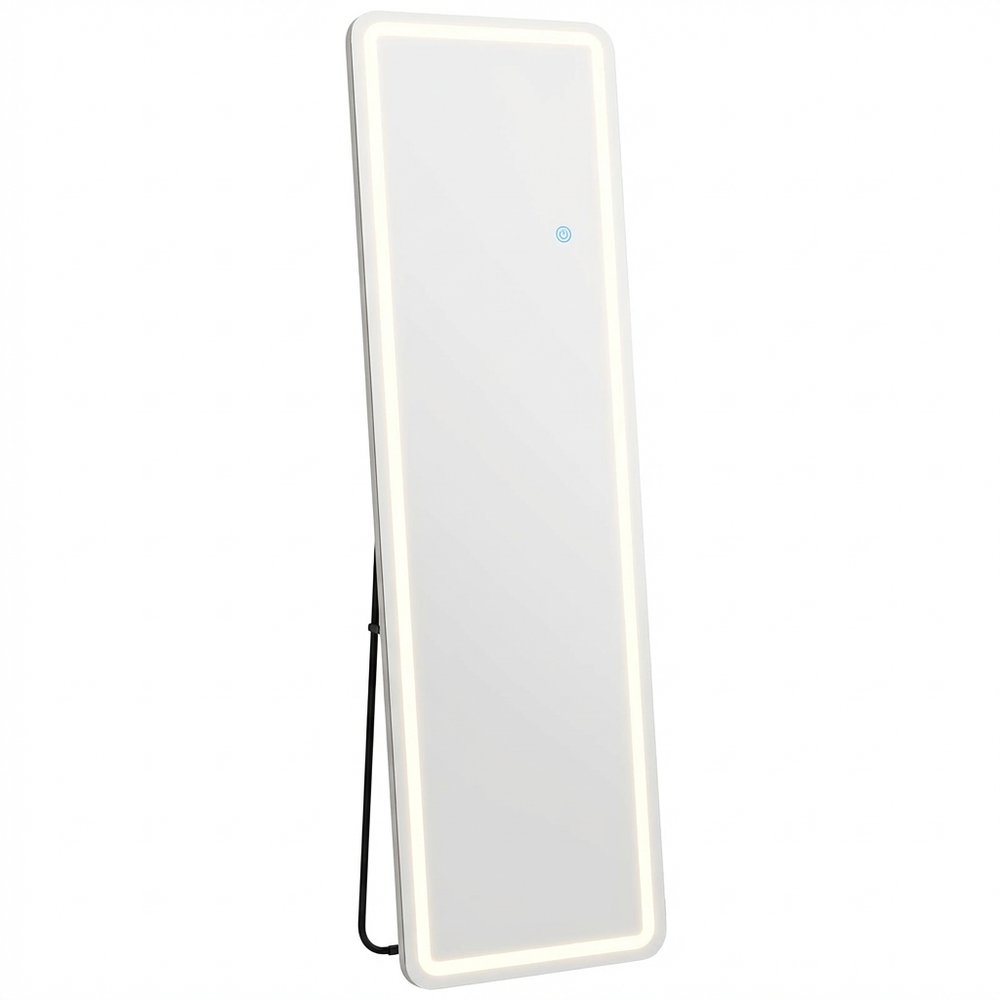 64" Silver Lighted Wall Mounted And Freestanding Framed Full Length Mirror
