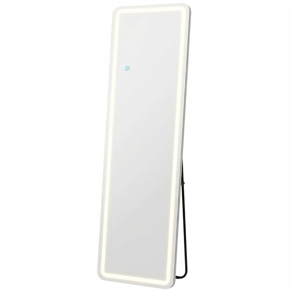 64" Clear Lighted Freestanding And Wall Mounted Framed Full Length Mirror