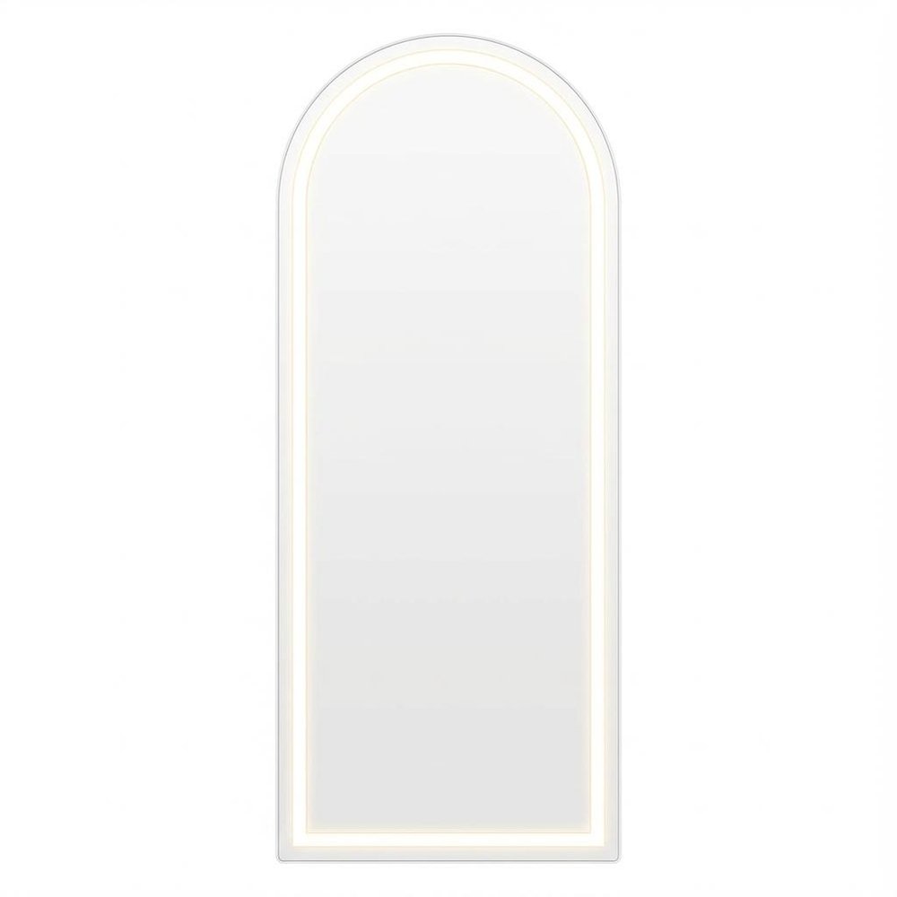 70" Silver Arch Lighted Freestanding And Wall Mounted Framed Full Length Mirror