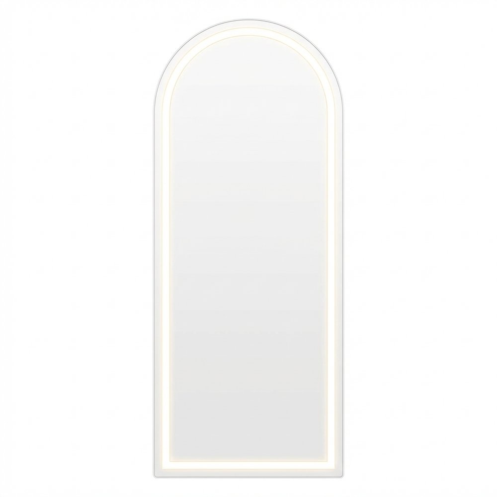 63" Silver Arch Lighted Freestanding And Wall Mounted Framed Full Length Mirror