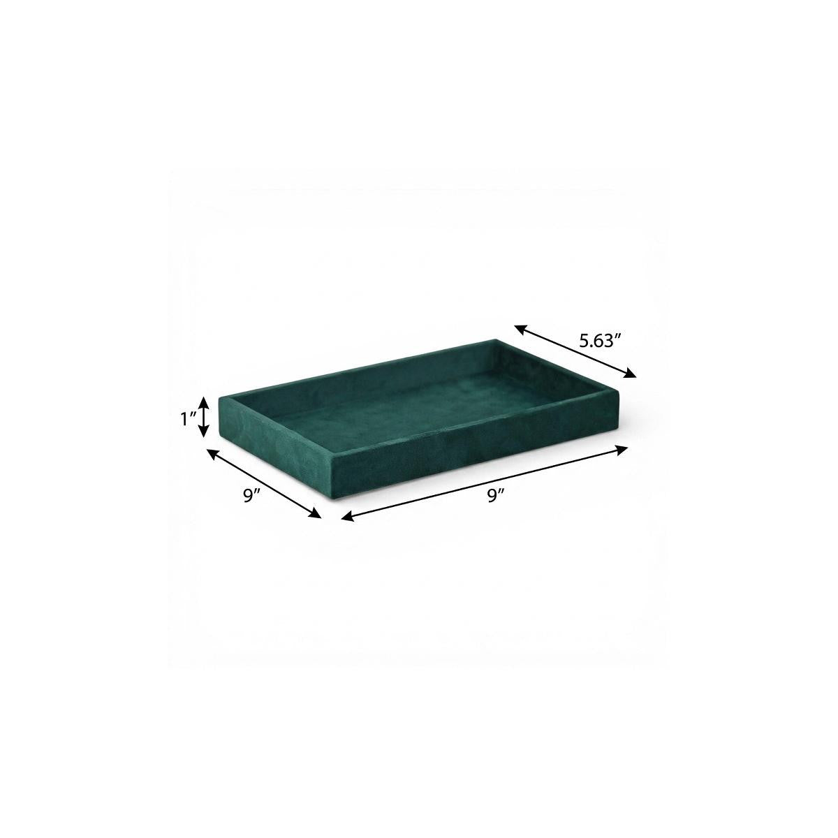 9" Green Wood And Velvet Handmade Trinket Tray