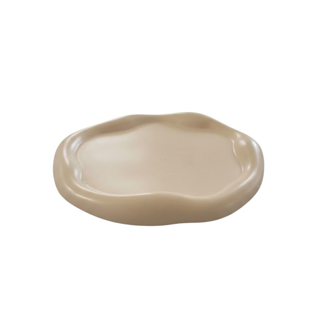 7" Peach Resin Handmade Round Trinket Tray