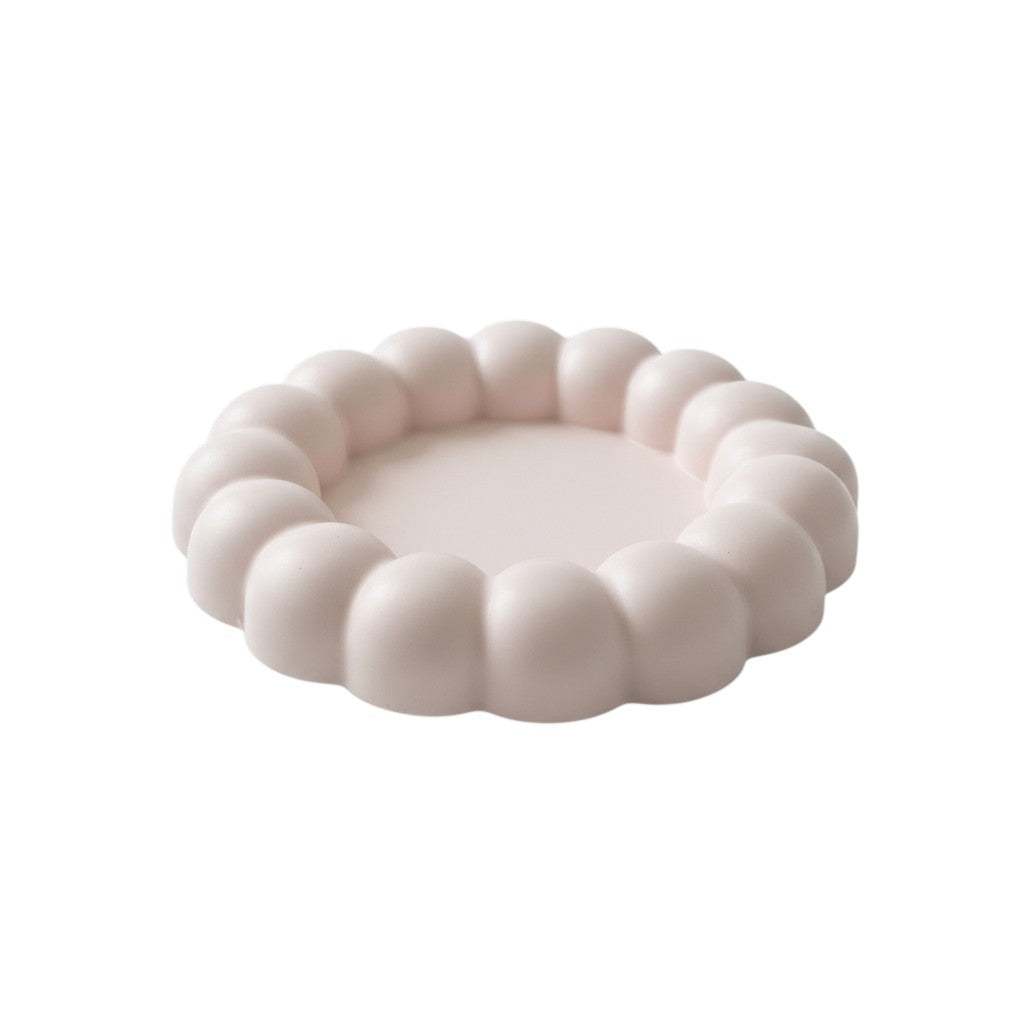 5" Pale Pink Resin Handmade Round Trinket Tray