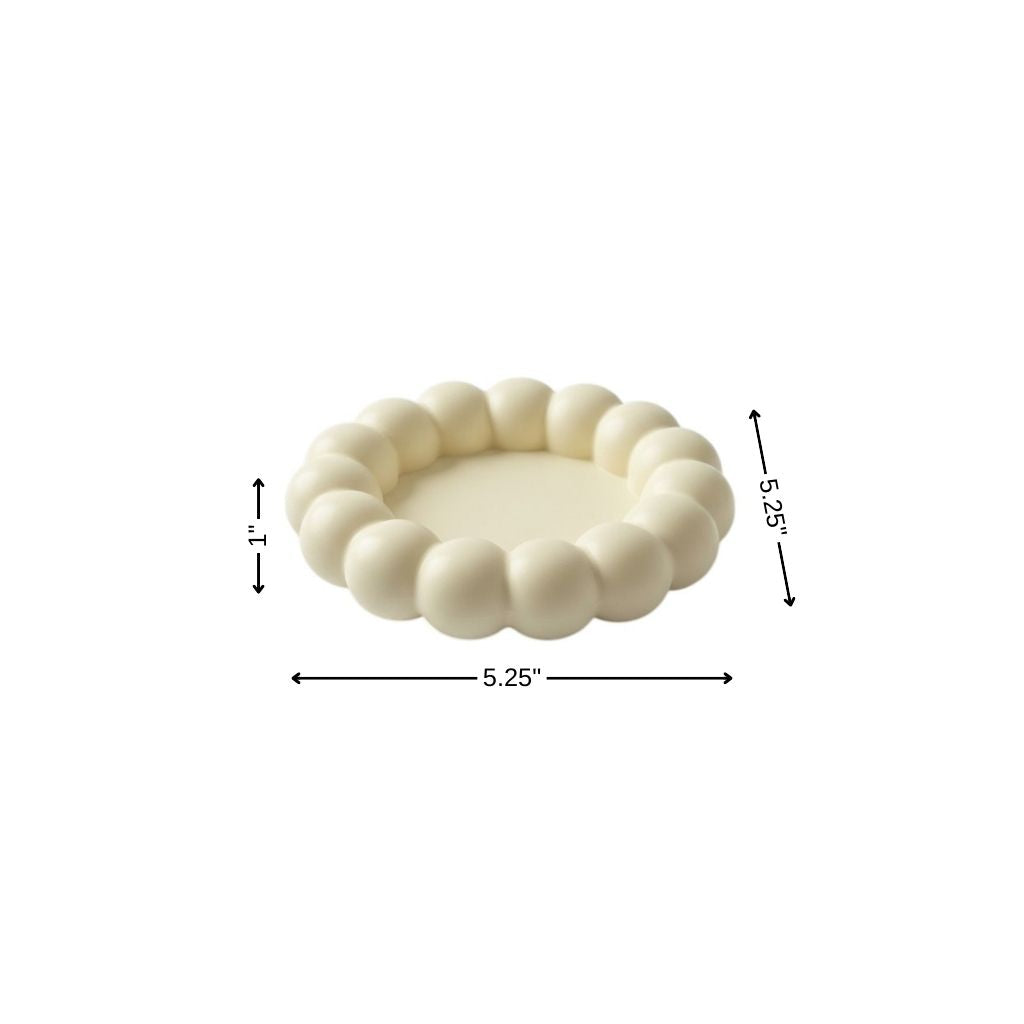 5" Light Yellow Resin Handmade Round Trinket Tray