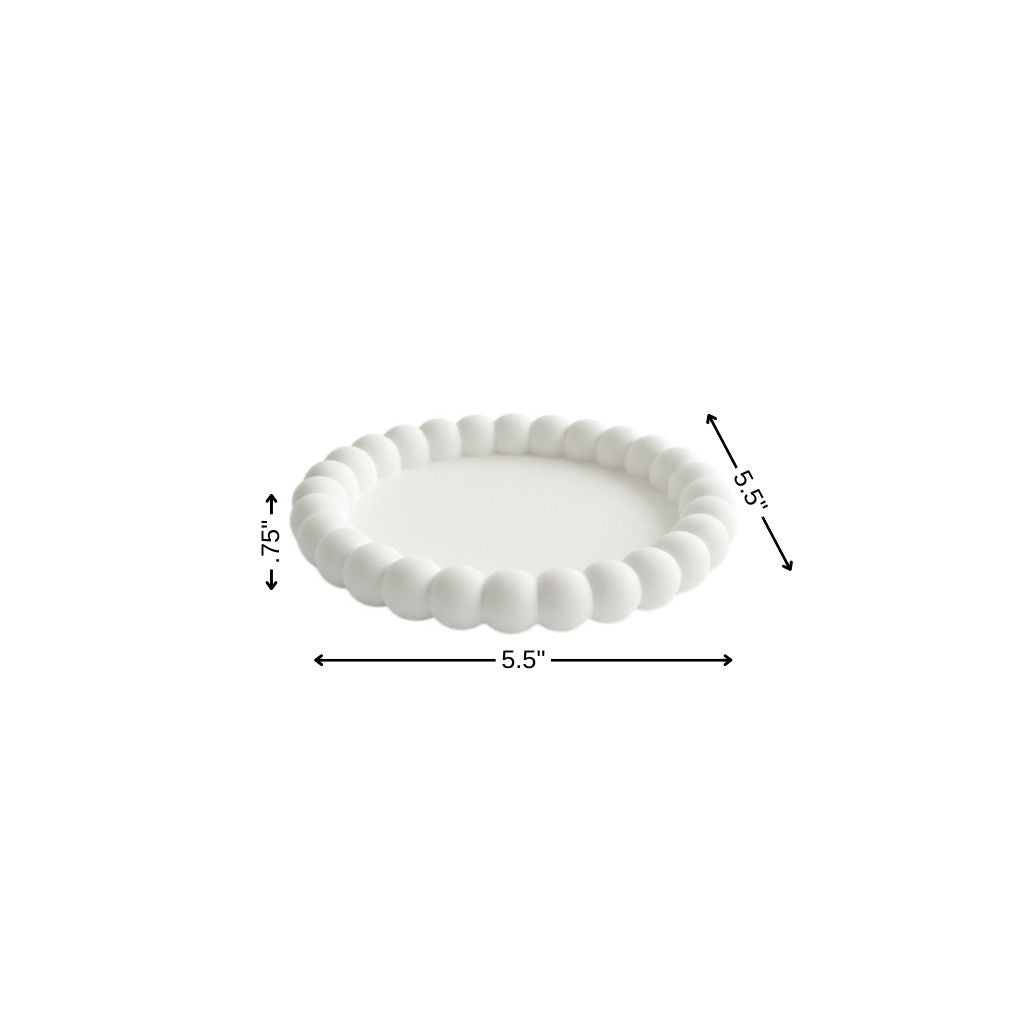 6" White Resin Handmade Round Trinket Tray