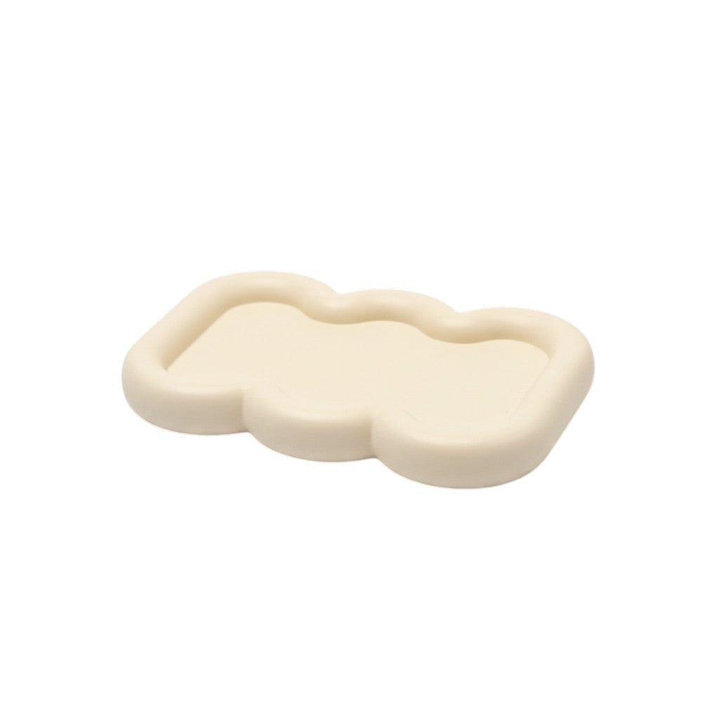 7" Light Yellow Resin Handmade Curvy Scalloped Trinket Tray