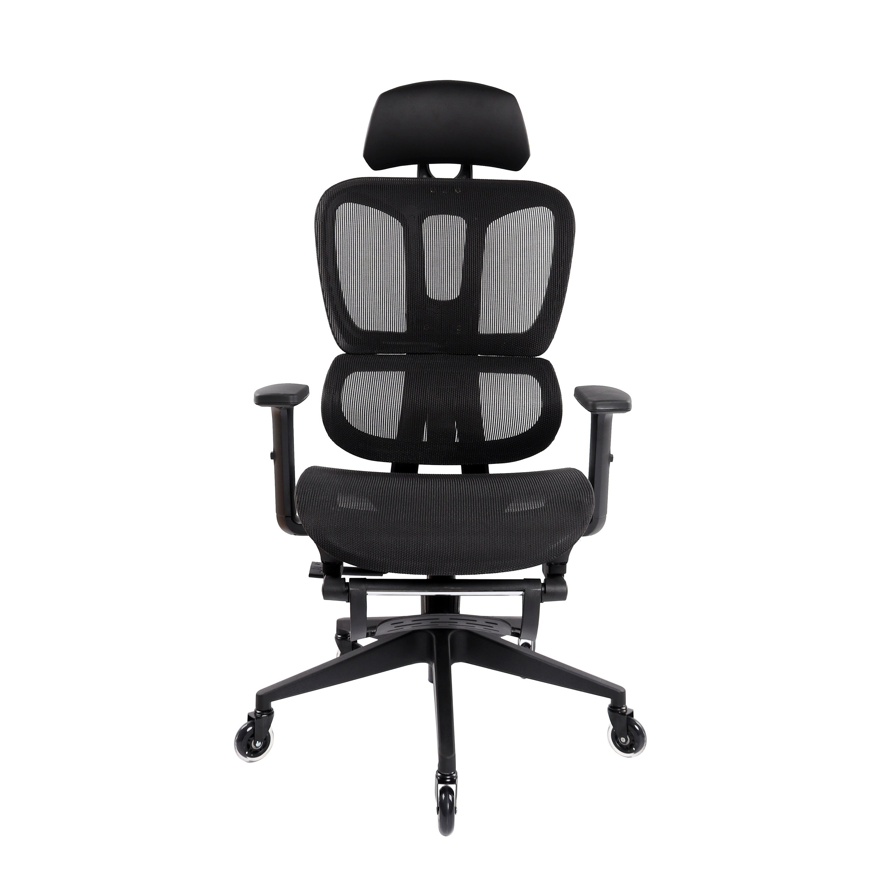 Black Adjustable Height Swivel Rolling Office Chair With Footrest