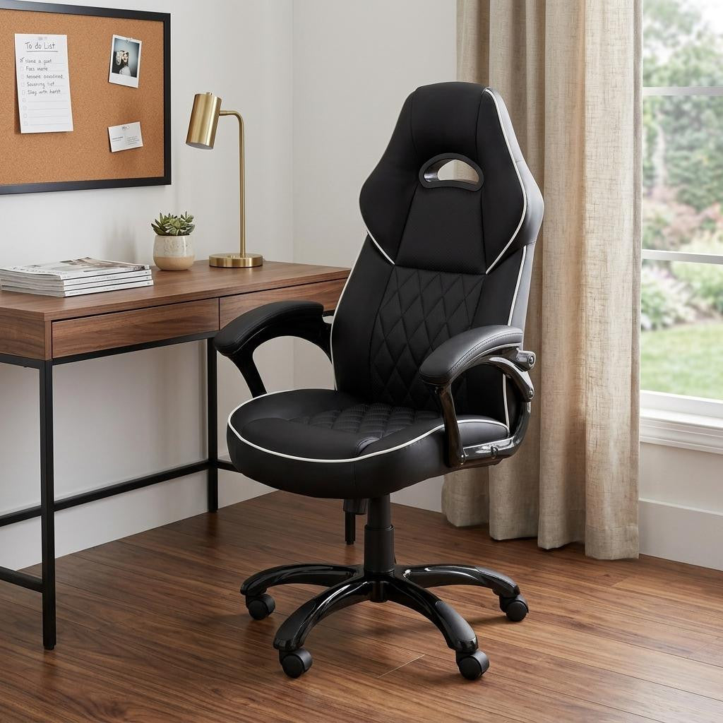 Black Adjustable Height Swivel Rolling Executive Office Chair