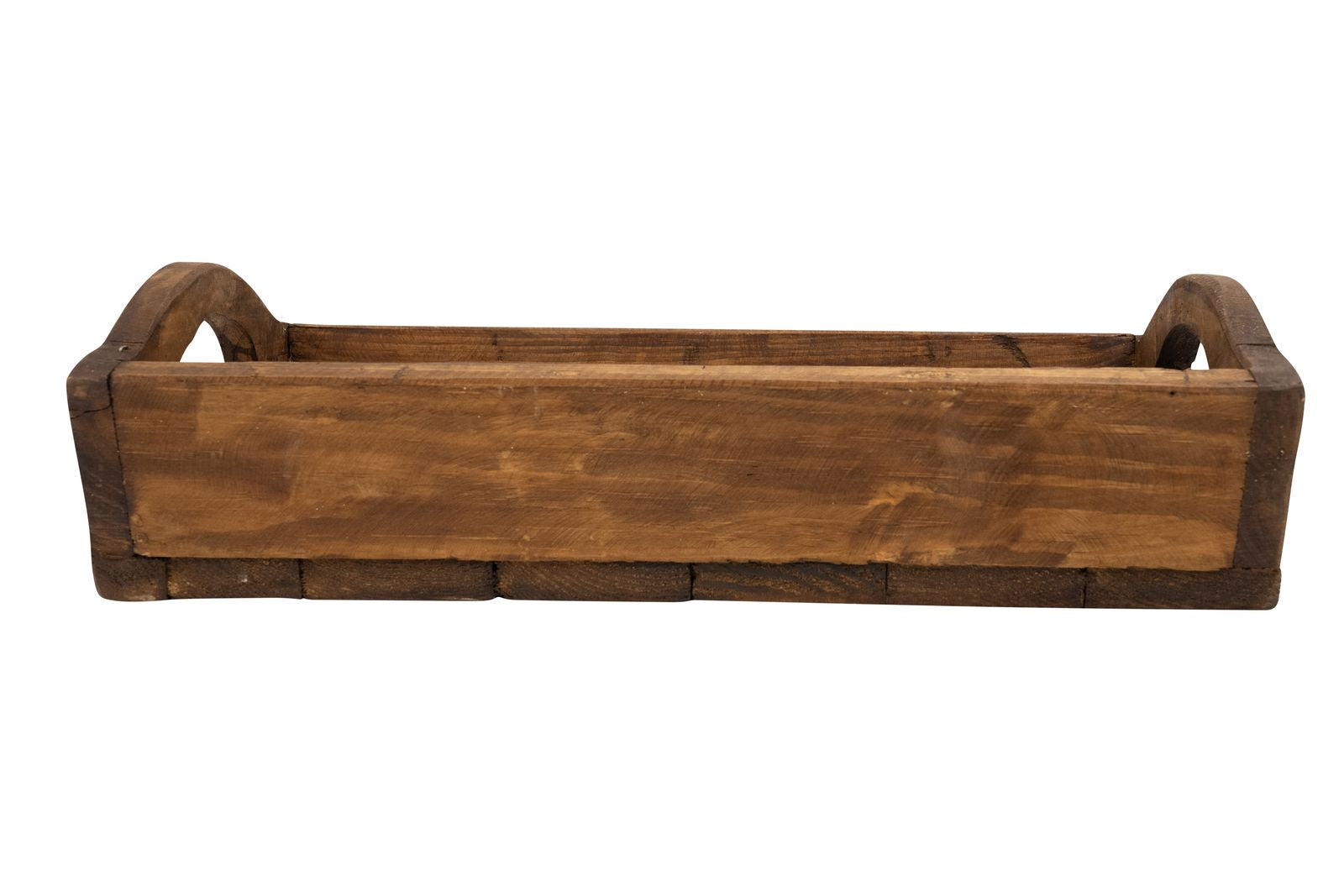20" Brown Reclaimed Wood Handmade Serving Tray With Handles