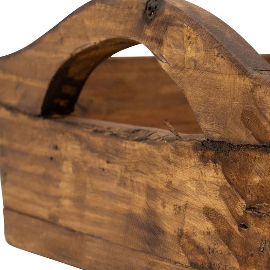 20" Brown Reclaimed Wood Handmade Serving Tray With Handles