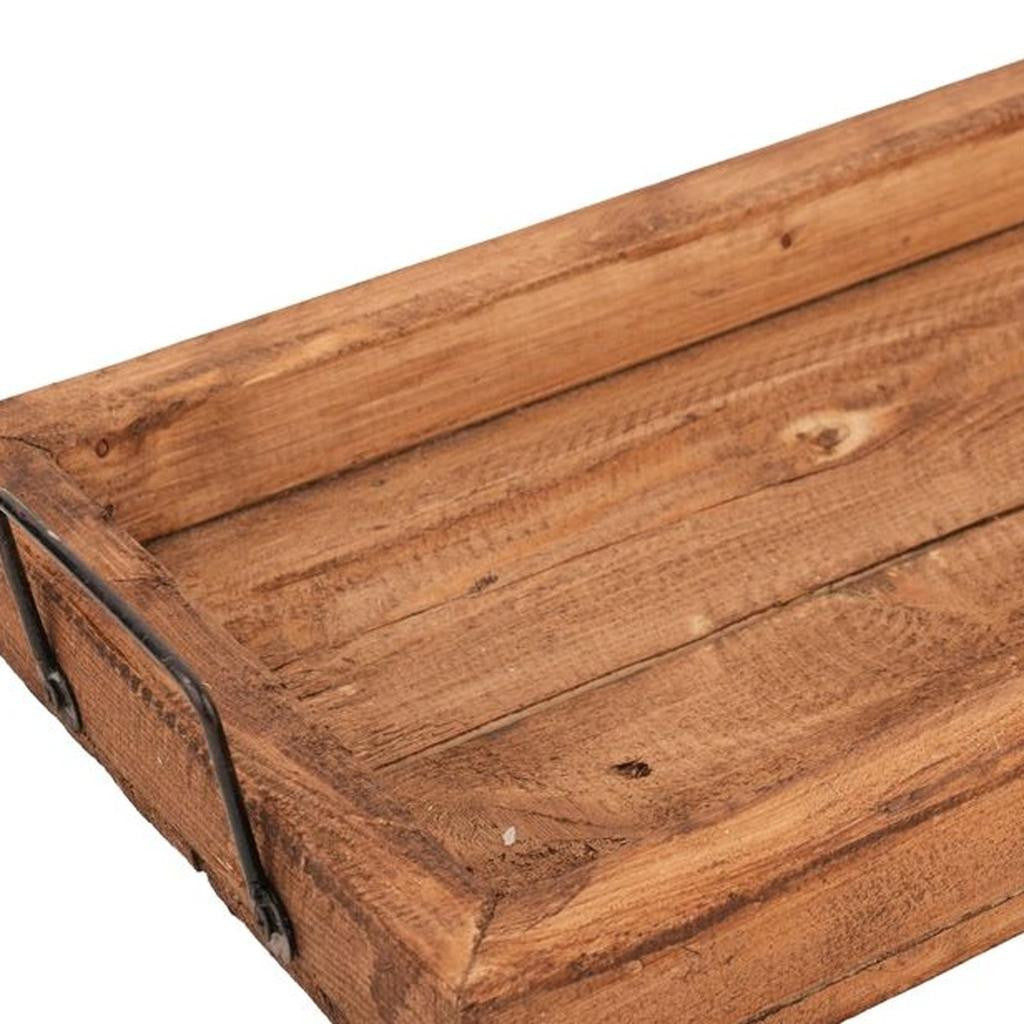 21" Natural Solid Wood Handmade Serving Tray With Handles
