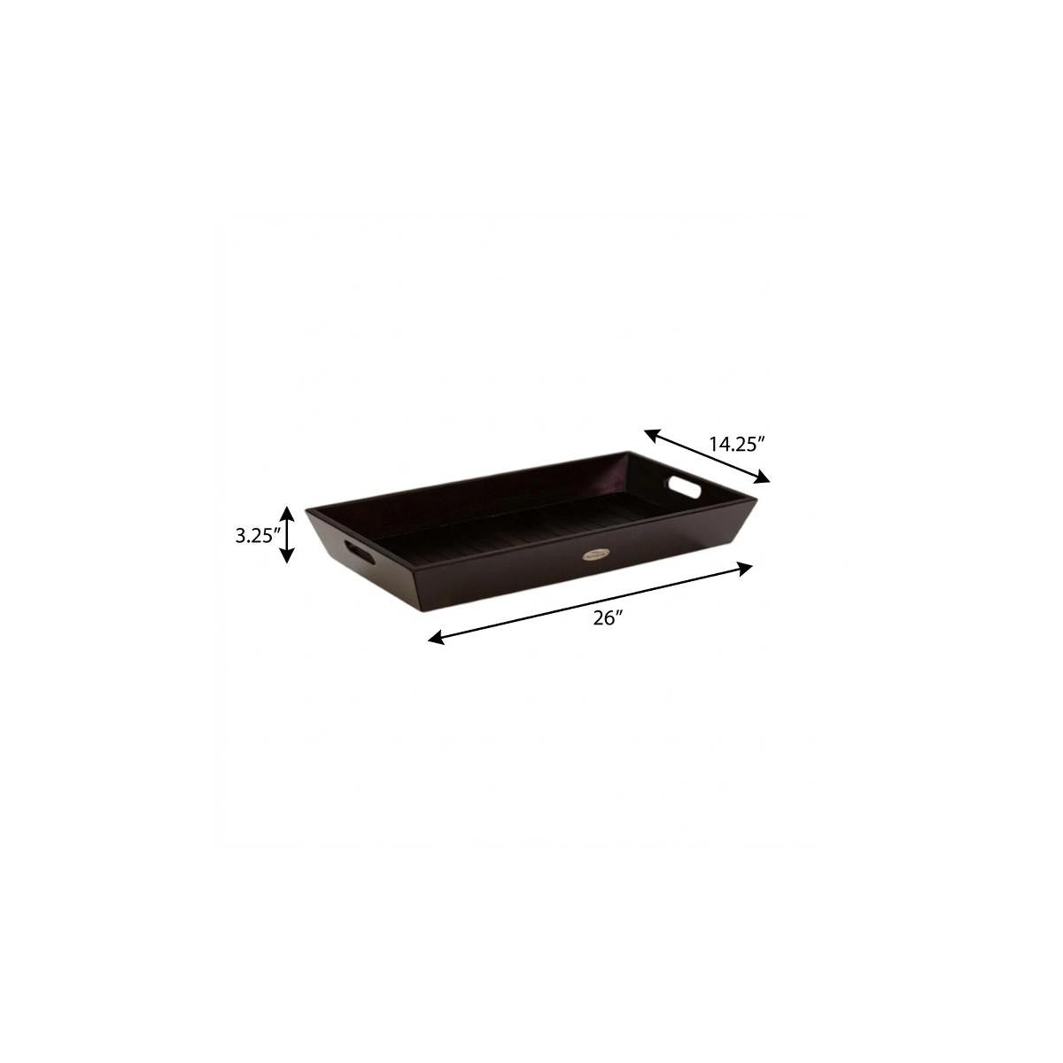 26" Black Solid Wood Handmade Serving Tray With Handles