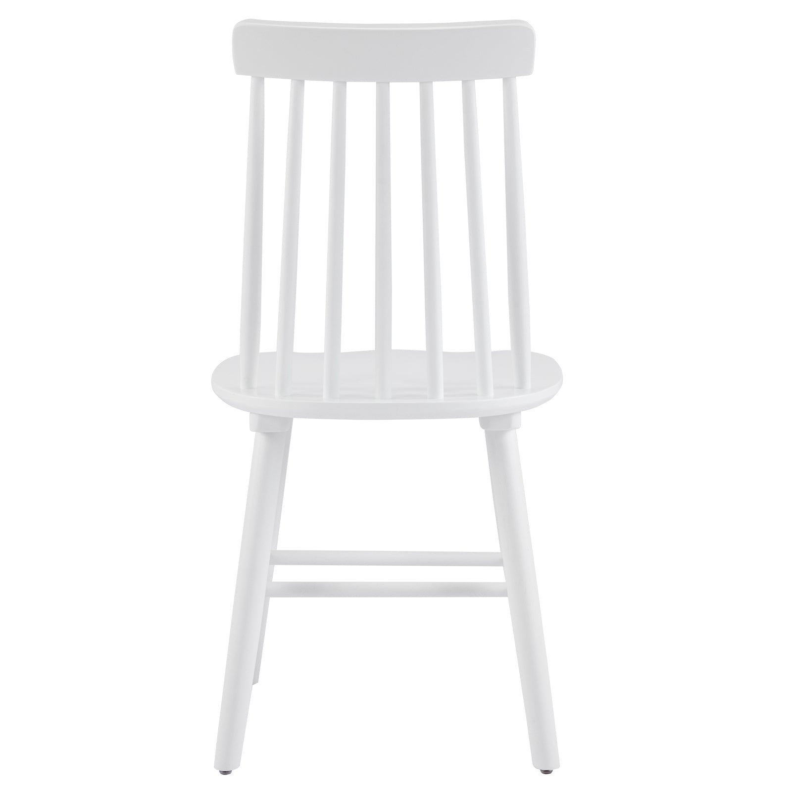 Set of Two White Solid Wood Windsor Back Dining Side Chairs