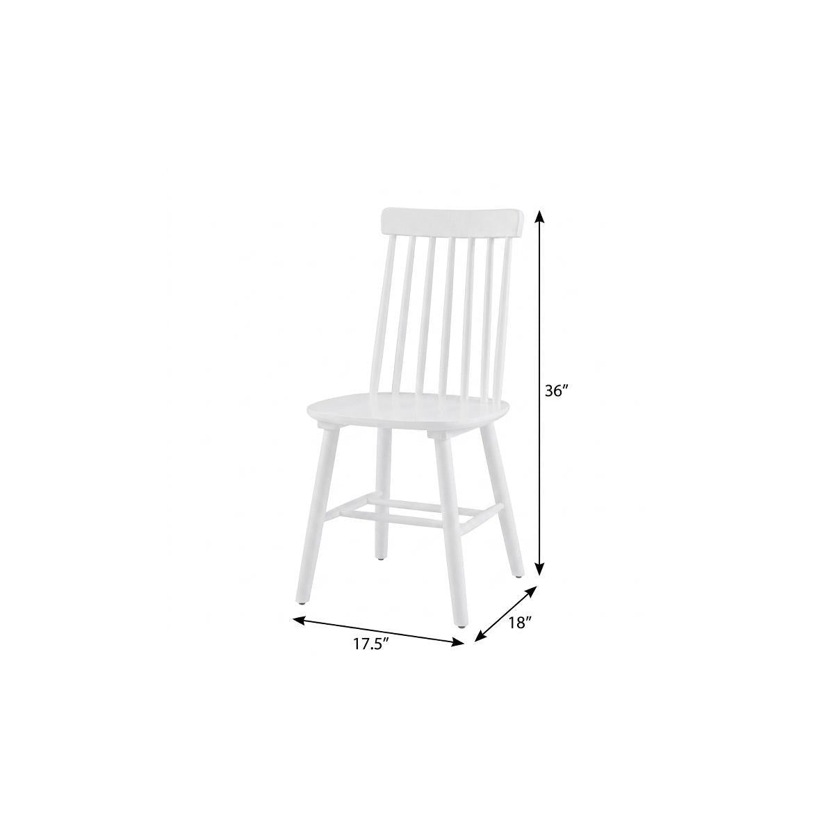 Set of Two White Solid Wood Windsor Back Dining Side Chairs