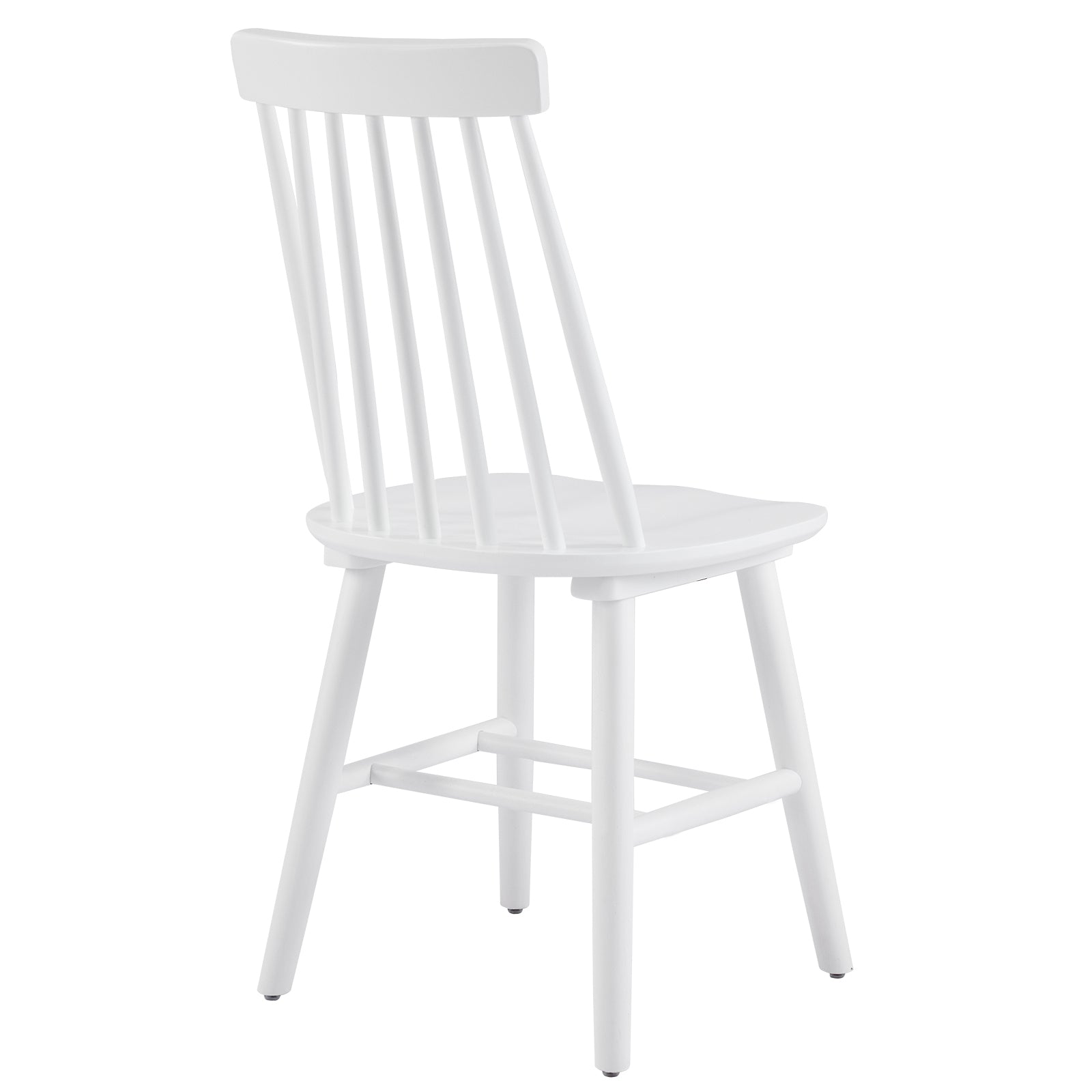 Set of Two White Solid Wood Windsor Back Dining Side Chairs