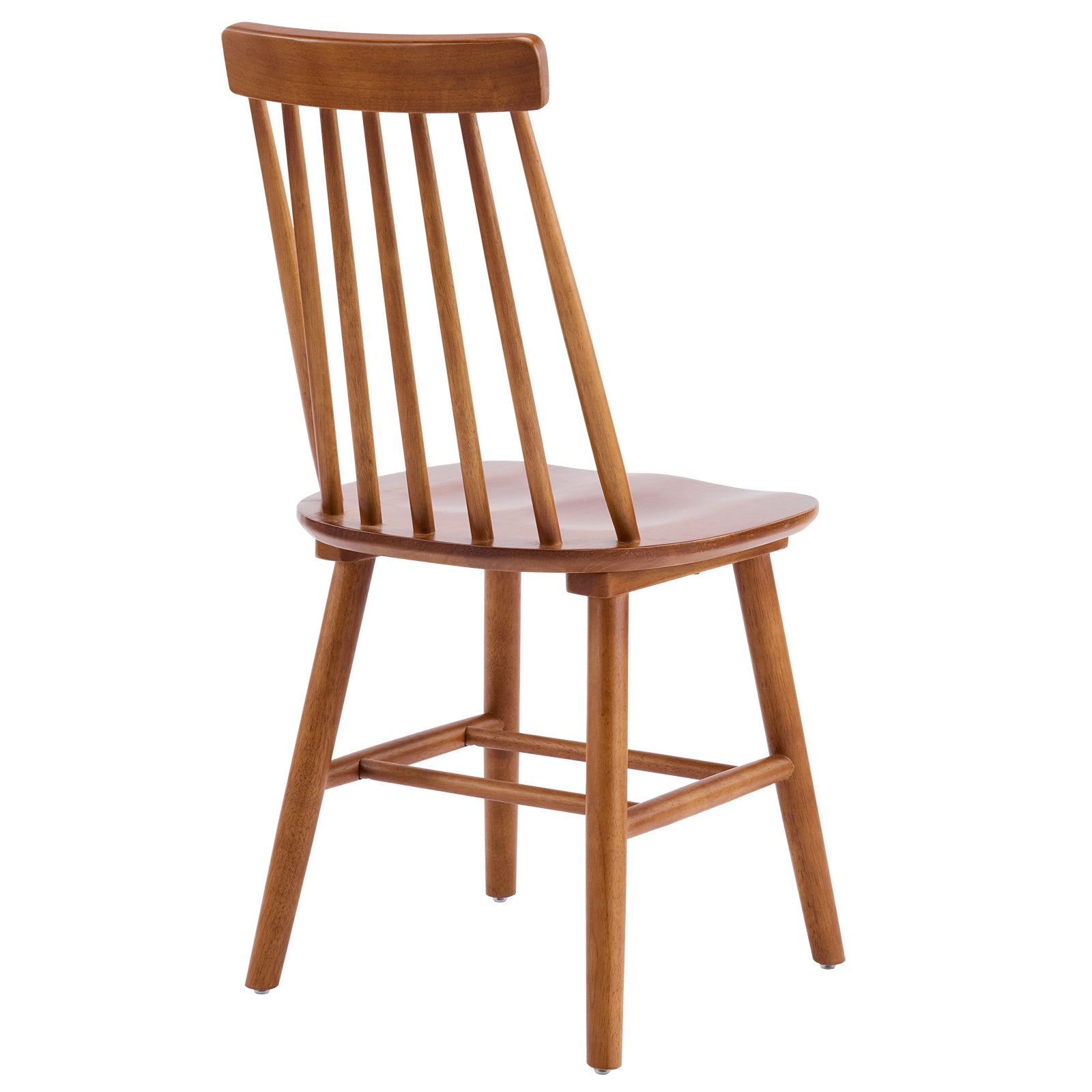 Set of Two Walnut Solid Wood Windsor Back Dining Side Chairs